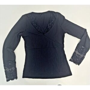 SHEIN Womens size M Long Sleeve Lacey top Whimsigoth Coquette‎ Flirty Ribbed